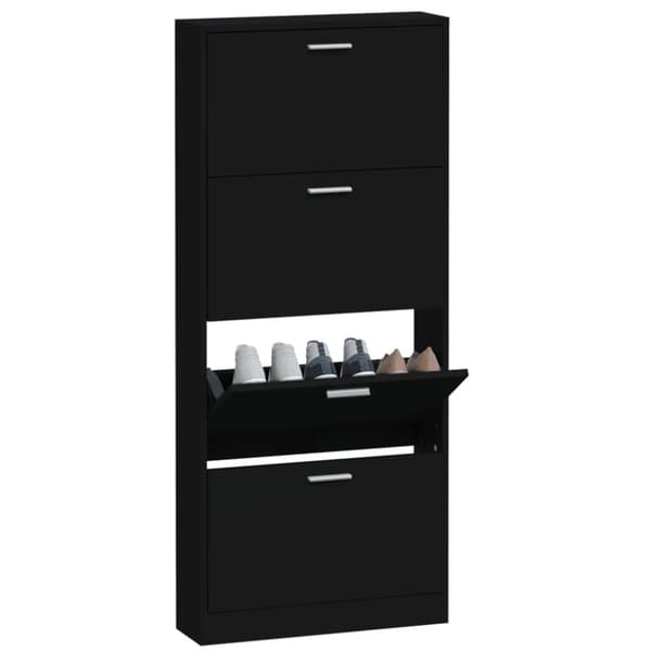 vidaXL Kenkäkaappi musta 59x17x150 cm tekninen puu