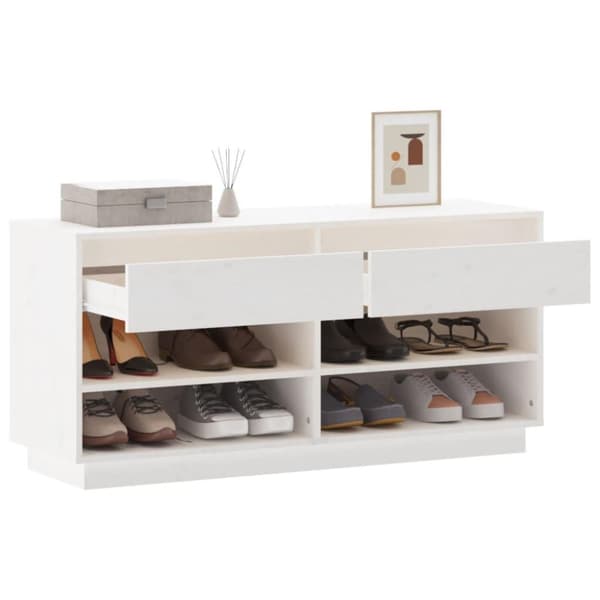 vidaXL skoreol 110x34x52 cm massivt fyrretræ hvid