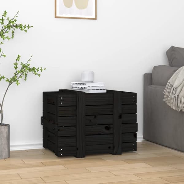 vidaXL opbevaringskasse 58x40,5x42 cm massivt fyrretræ sort
