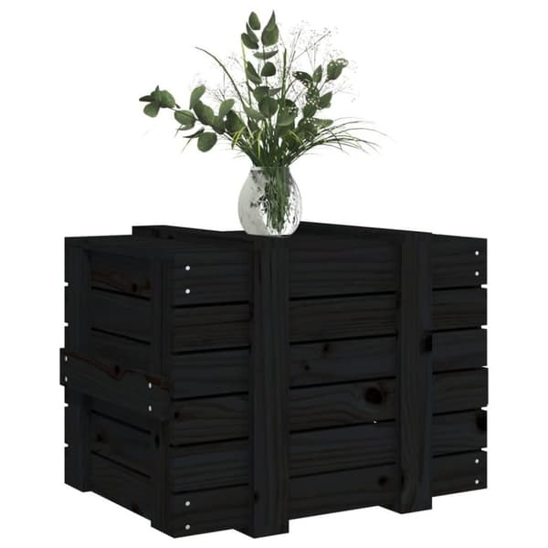 vidaXL opbevaringskasse 58x40,5x42 cm massivt fyrretræ sort