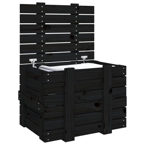 vidaXL opbevaringskasse 58x40,5x42 cm massivt fyrretræ sort