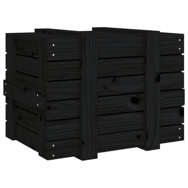 vidaXL opbevaringskasse 58x40,5x42 cm massivt fyrretræ sort