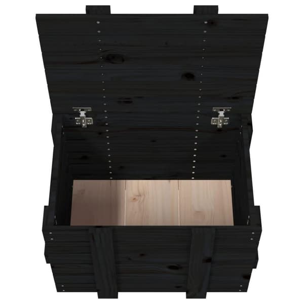 vidaXL opbevaringskasse 58x40,5x42 cm massivt fyrretræ sort