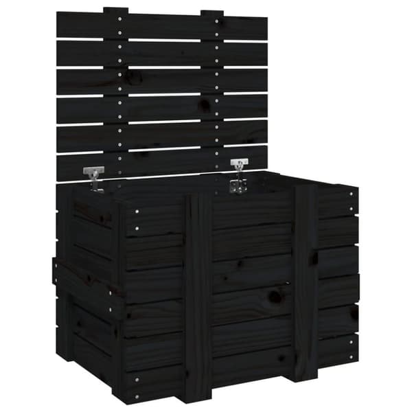 vidaXL opbevaringskasse 58x40,5x42 cm massivt fyrretræ sort