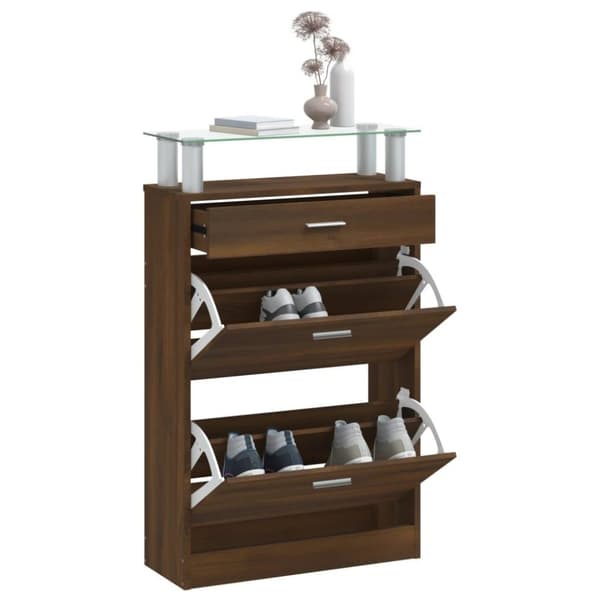 vidaXL skoskab 63x24x104 cm konstrueret træ brun egetræsfarve