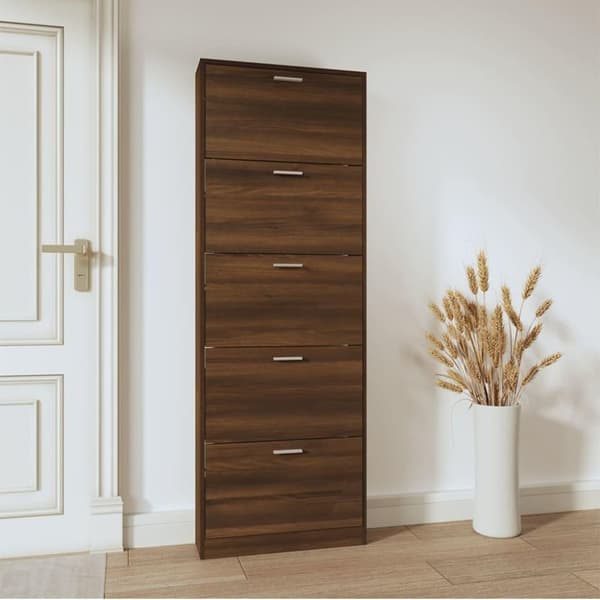 vidaXL Kenkäkaappi ruskea tammi 59x17x169 cm tekninen puu