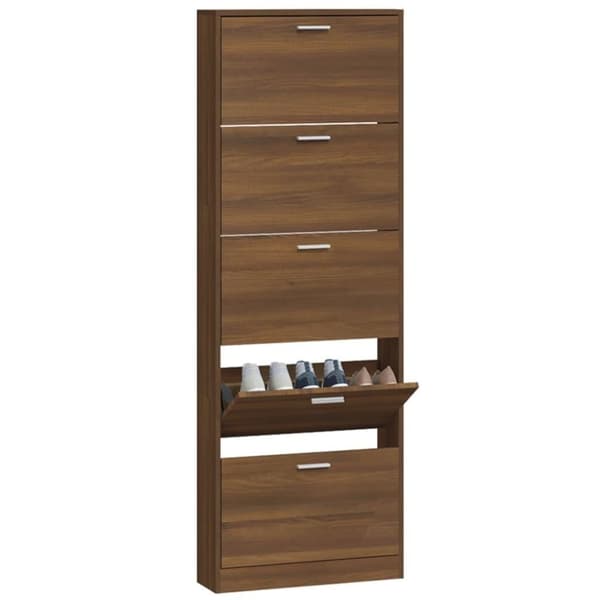 vidaXL Kenkäkaappi ruskea tammi 59x17x169 cm tekninen puu