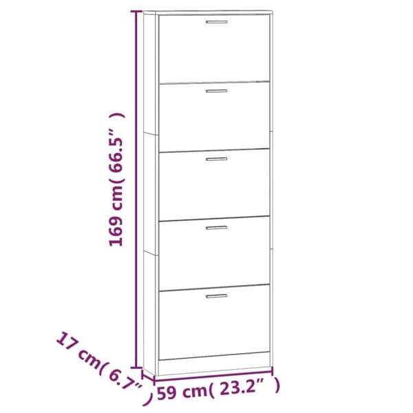 vidaXL Kenkäkaappi ruskea tammi 59x17x169 cm tekninen puu