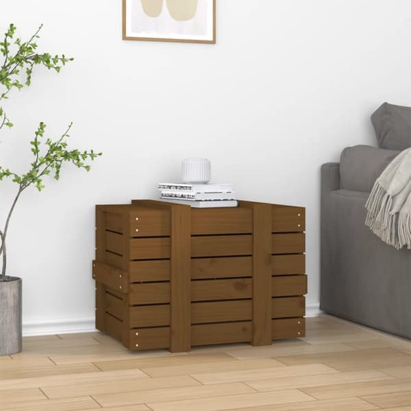 vidaXL opbevaringskasse 58x40,5x42 cm massivt fyrretræ gyldenbrun