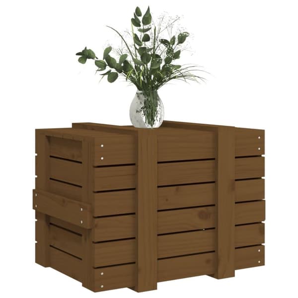 vidaXL opbevaringskasse 58x40,5x42 cm massivt fyrretræ gyldenbrun