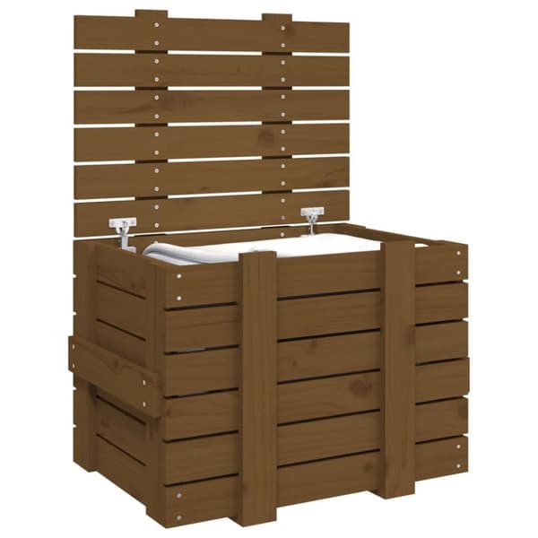 vidaXL opbevaringskasse 58x40,5x42 cm massivt fyrretræ gyldenbrun
