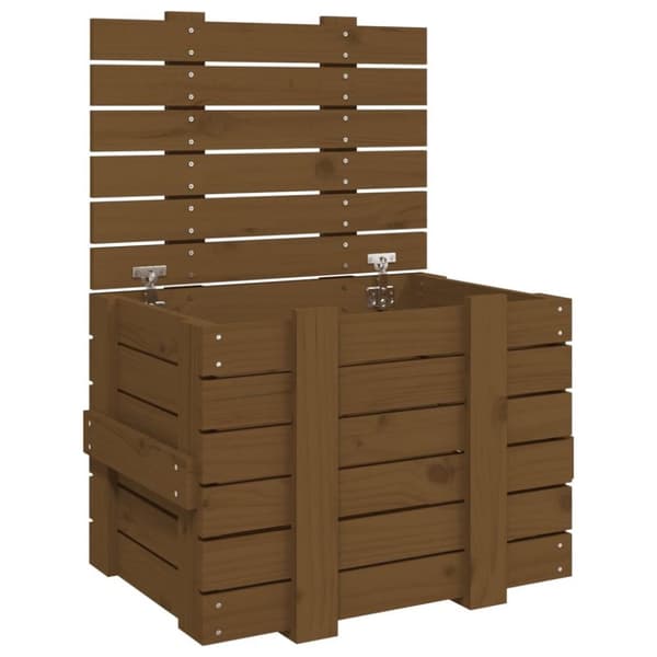 vidaXL opbevaringskasse 58x40,5x42 cm massivt fyrretræ gyldenbrun