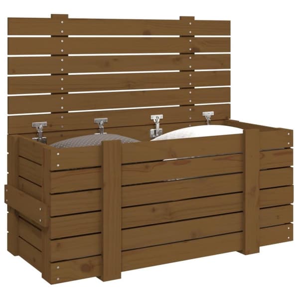 vidaXL opbevaringskasse 91x40,5x42 cm massivt fyrretræ gyldenbrun