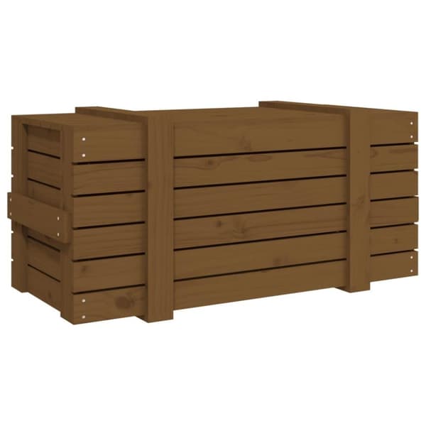 vidaXL opbevaringskasse 91x40,5x42 cm massivt fyrretræ gyldenbrun