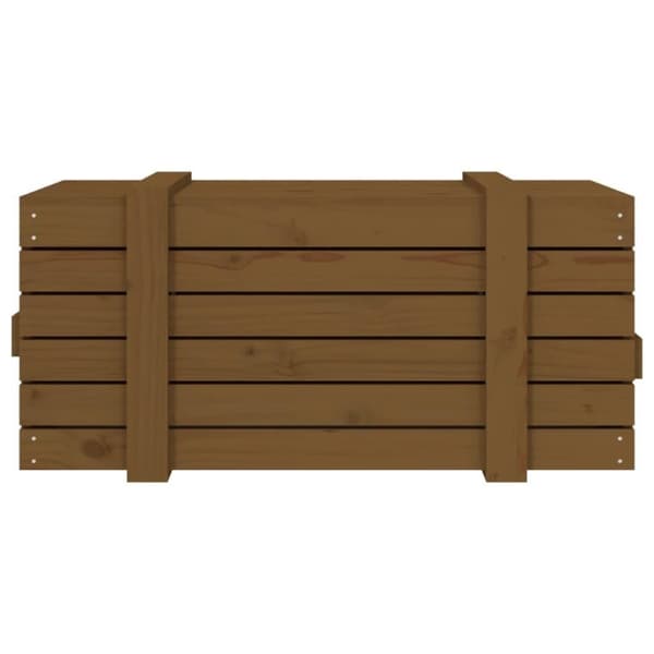 vidaXL opbevaringskasse 91x40,5x42 cm massivt fyrretræ gyldenbrun
