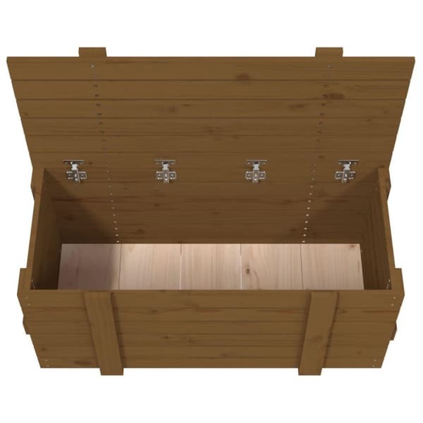 vidaXL opbevaringskasse 91x40,5x42 cm massivt fyrretræ gyldenbrun