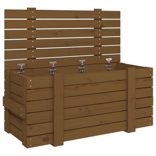 vidaXL opbevaringskasse 91x40,5x42 cm massivt fyrretræ gyldenbrun