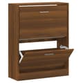 Miniatyrbillede 2 af 11: vidaXL skoskab 63x24x81 cm konstrueret træ brun egetræ