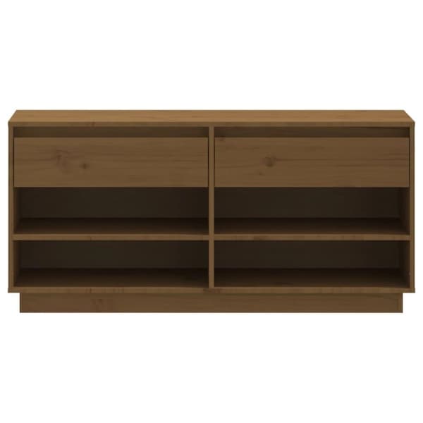 vidaXL skoreol 110x34x52 cm massivt fyrretræ gyldenbrun