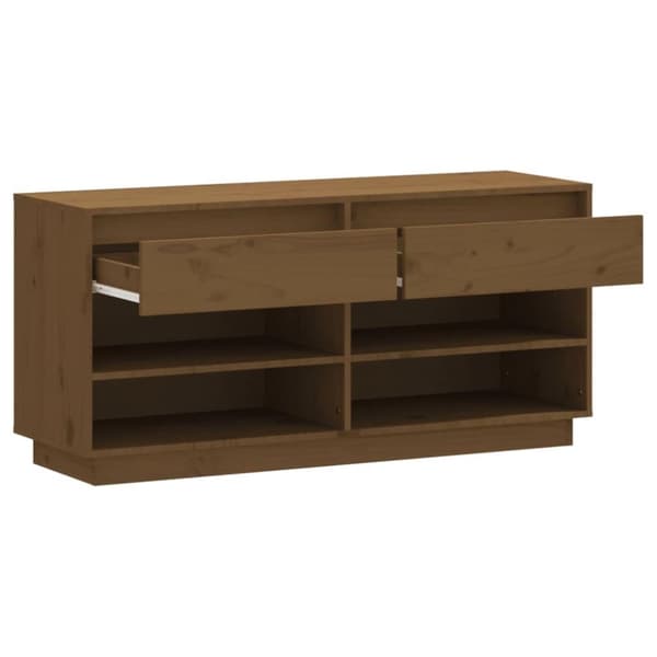 vidaXL skoreol 110x34x52 cm massivt fyrretræ gyldenbrun