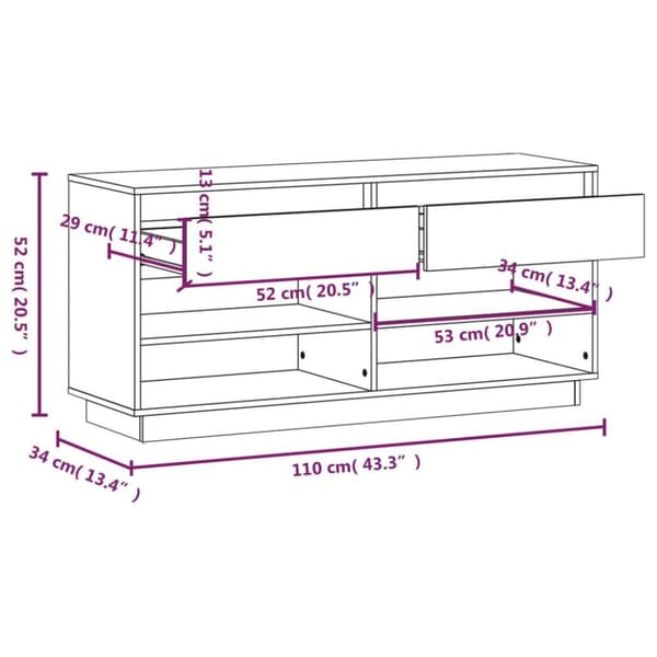 vidaXL skoreol 110x34x52 cm massivt fyrretræ gyldenbrun
