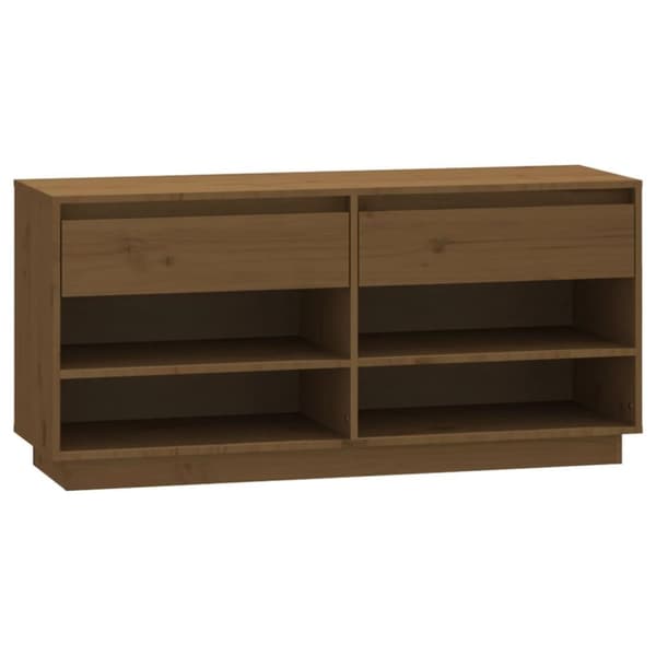 vidaXL skoreol 110x34x52 cm massivt fyrretræ gyldenbrun