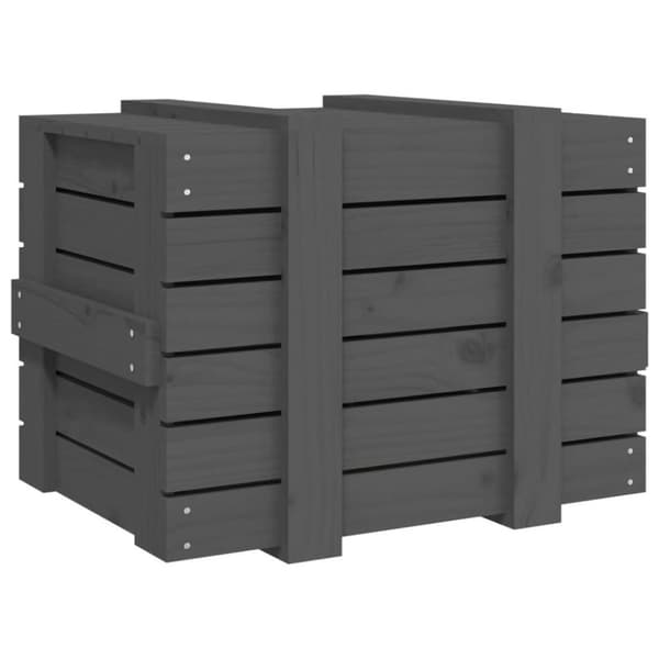 vidaXL opbevaringskasse 58x40,5x42 cm massivt fyrretræ grå