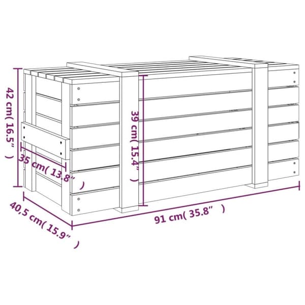 vidaXL opbevaringskasse 91x40,5x42 cm massivt fyrretræ sort