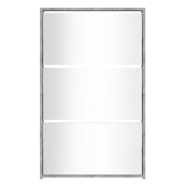 vidaXL skoskab med spejl 3 hylder 63x17x102,5 cm grå sonoma-eg