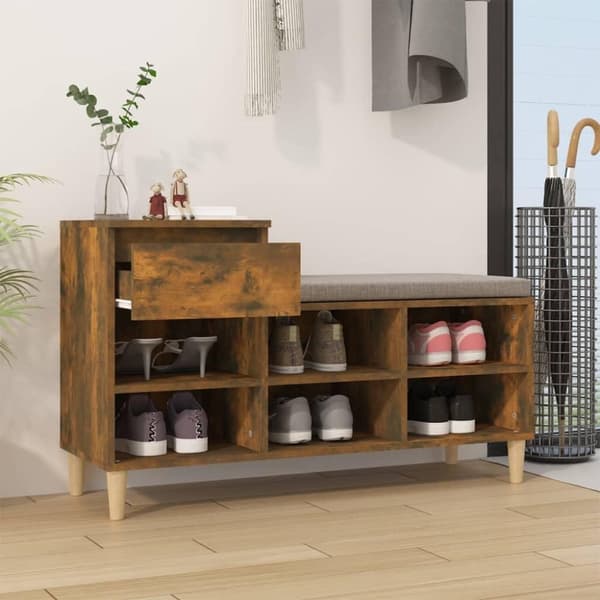 vidaXL skoskab 102x36x60 cm konstrueret træ røget egetræsfarve