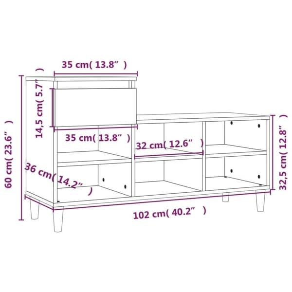 vidaXL skoskab 102x36x60 cm konstrueret træ røget egetræsfarve