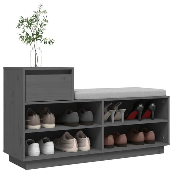 vidaXL skoreol 110x34x61 cm massivt fyrretræ grå