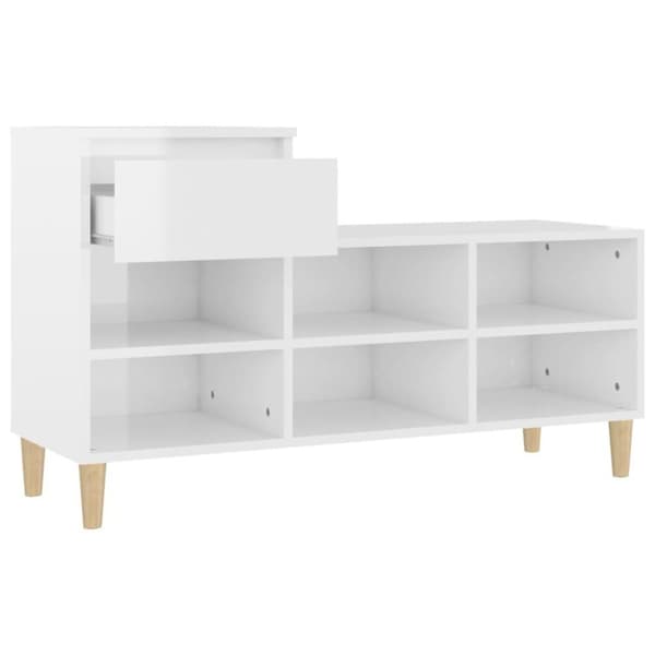 vidaXL skoreol 102x36x60 cm konstrueret træ hvid højglans