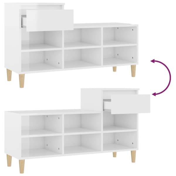 vidaXL skoreol 102x36x60 cm konstrueret træ hvid højglans