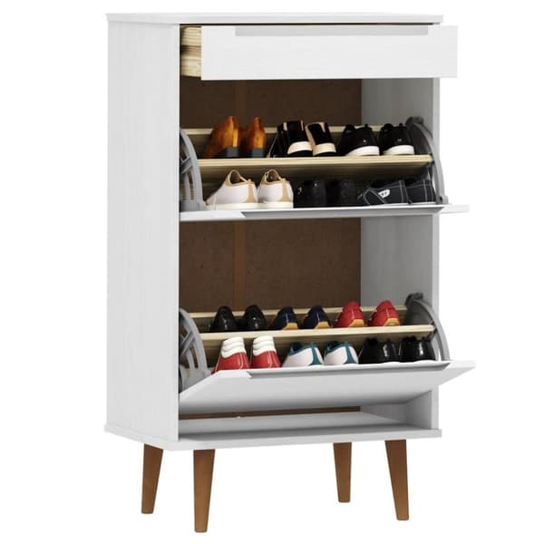 vidaXL skoskab MOLDE 59,5x35x103 cm massivt fyrretræ hvid