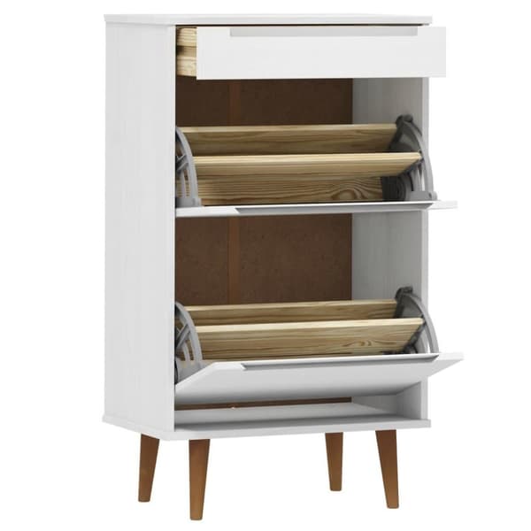 vidaXL skoskab MOLDE 59,5x35x103 cm massivt fyrretræ hvid