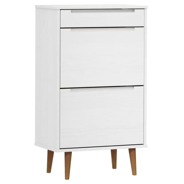 vidaXL skoskab MOLDE 59,5x35x103 cm massivt fyrretræ hvid