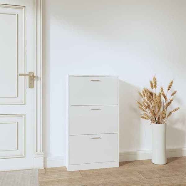vidaXL skoreol 59x17x108 cm konstrueret træ hvid højglans