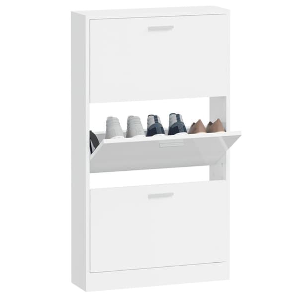 vidaXL skoreol 59x17x108 cm konstrueret træ hvid højglans
