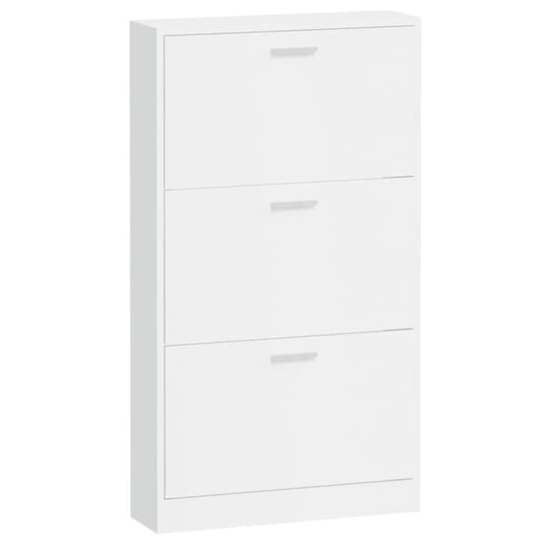 vidaXL skoreol 59x17x108 cm konstrueret træ hvid højglans