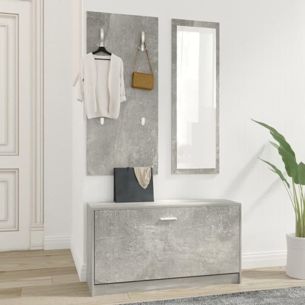 vidaXL 3-in-1 Kenkäkaappisarja betoninharmaa tekninen puu