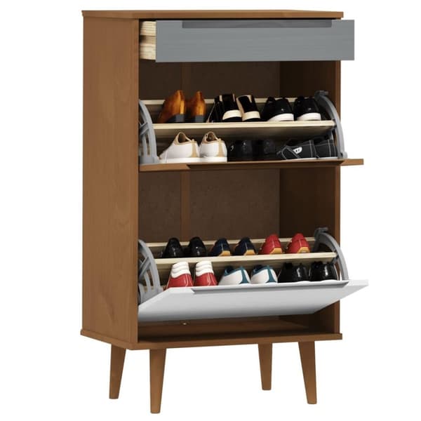 vidaXL Kenkäkaappi MOLDE ruskea 59,5x35x103 cm täysi mänty
