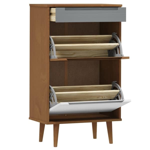 vidaXL Kenkäkaappi MOLDE ruskea 59,5x35x103 cm täysi mänty