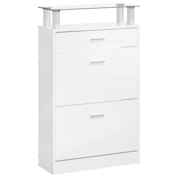 vidaXL skoreol 63x24x104 cm konstrueret træ hvid højglans