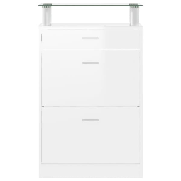 vidaXL skoreol 63x24x104 cm konstrueret træ hvid højglans