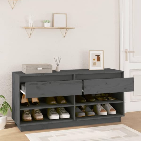 vidaXL skoreol 110x34x52 cm massivt fyrretræ grå