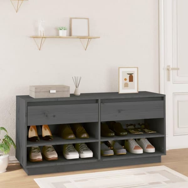 vidaXL skoreol 110x34x52 cm massivt fyrretræ grå