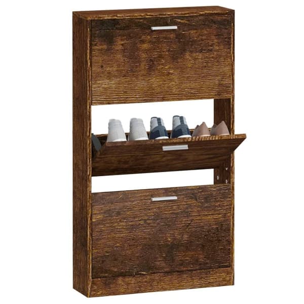 vidaXL skoskab 59x17x108 cm konstrueret træ røget egetræsfarve