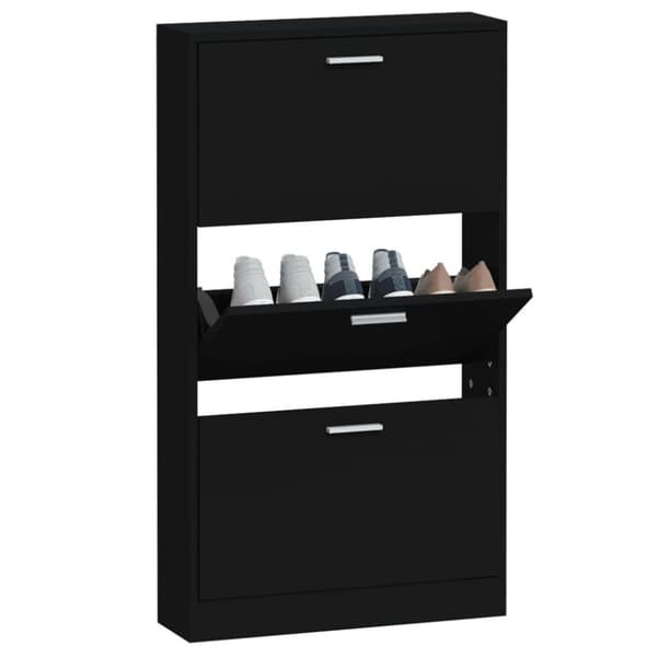 vidaXL Kenkäkaappi musta 59x17x108 cm tekninen puu