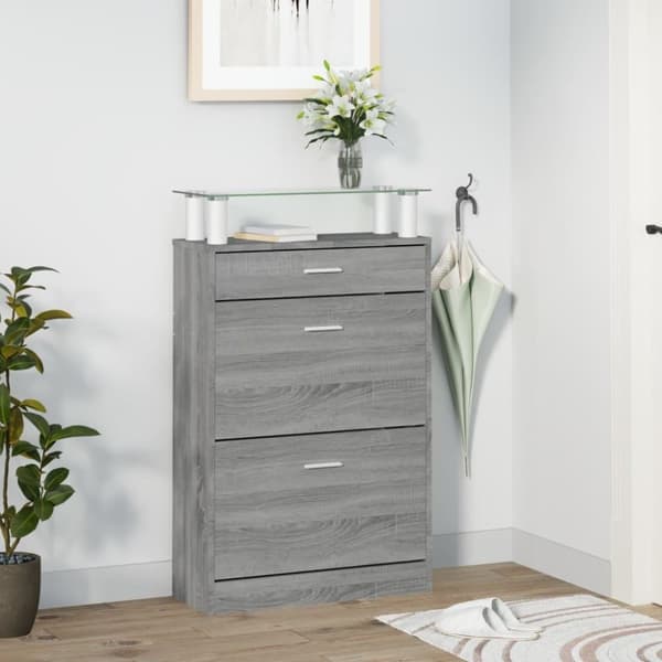 vidaXL Kenkäkaappi harmaa Sonoma 63x24x104 cm tekninen puu